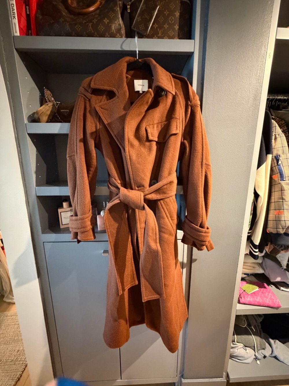Vince Rust-Brown Wool Blend Coat